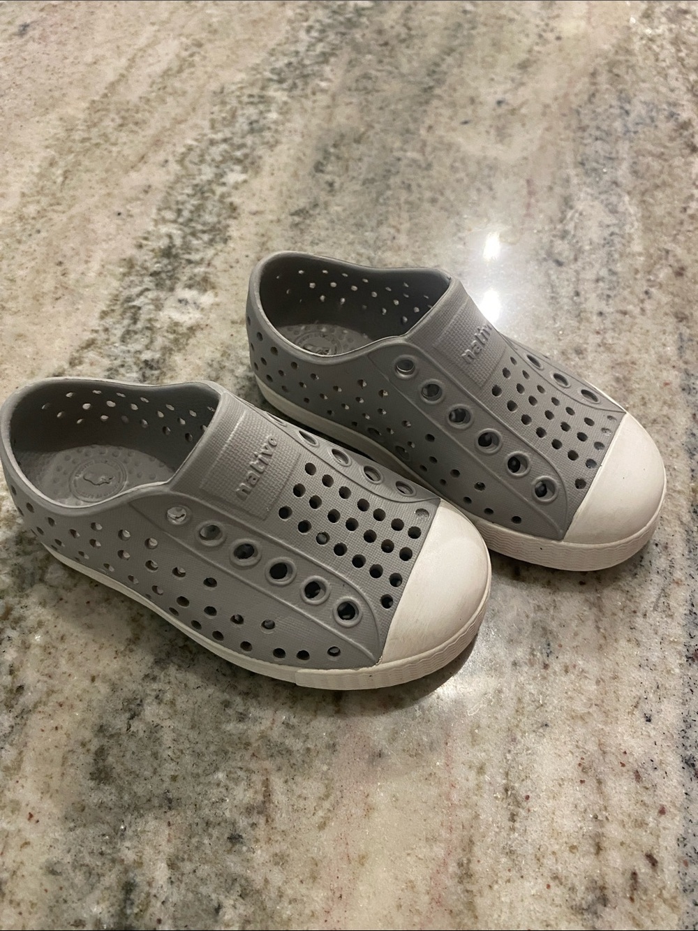 Native Kids Slip-On Water Shoes in Grey and White